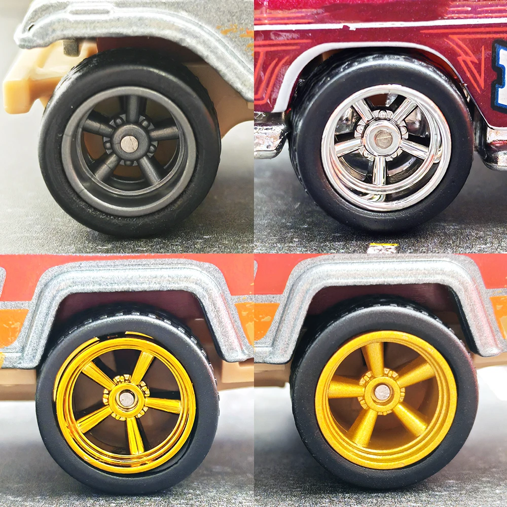 خمس عجلات مع إطارات مطاطية قابلة للفصل للسيارات النموذجية ، أجزاء إعادة توجيه للعجلات الساخنة ، 1: 64 عجلات خلفية صغيرة أمامية كبيرة ، 5 مجموعات