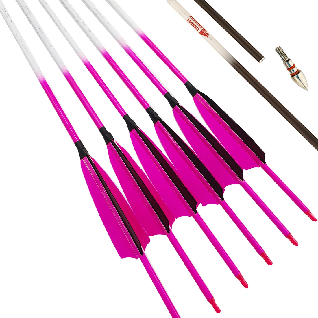 Horseback Shooting Carbon Arrow ID6.2MM Spine400 Y Nock 4inch Turkey Feather Longbow Recurve Bow Hunting Shooting 6pcs