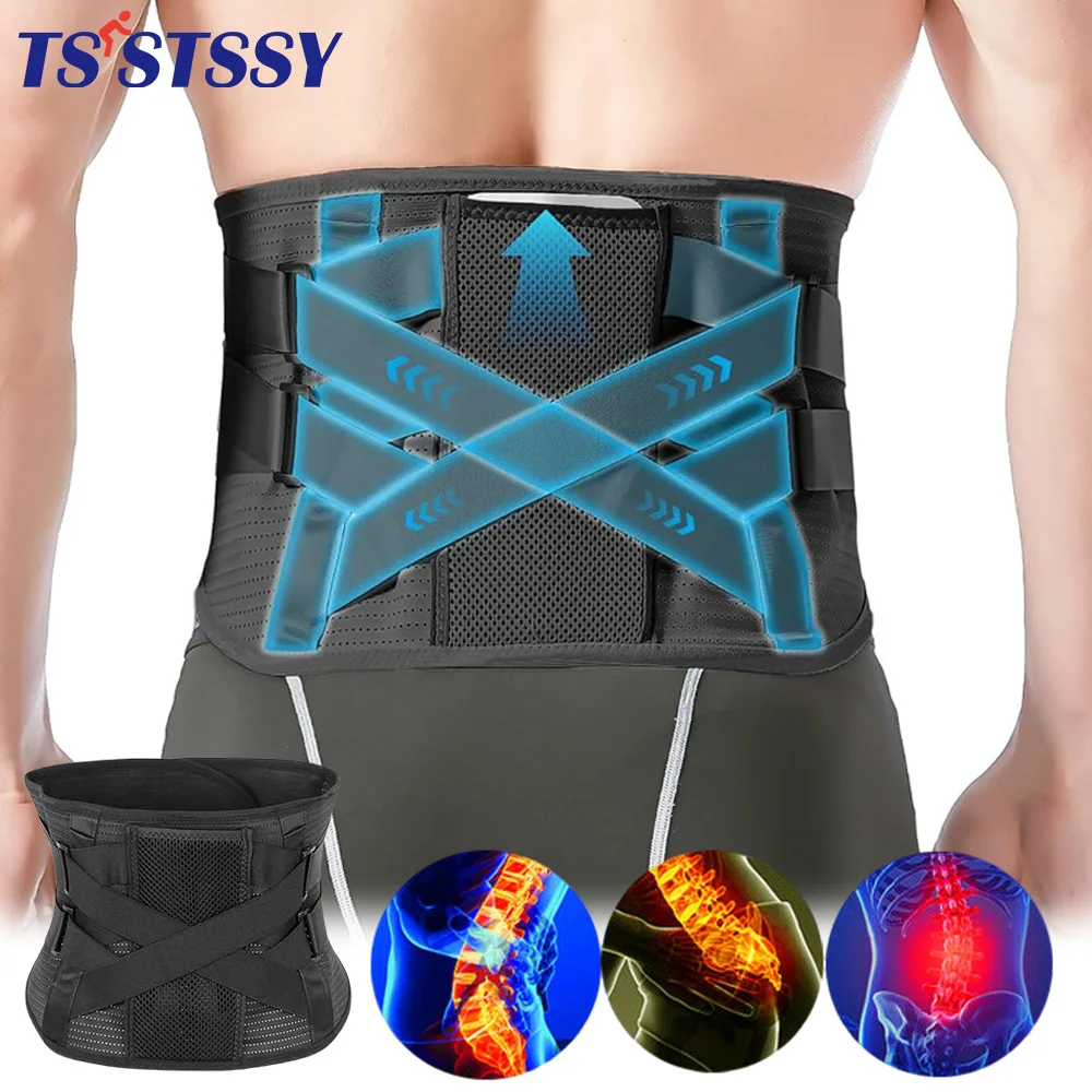 

Waist Back Brace for Lower Back Pain Relief with 3 Stays, Breathable Mesh Back Support Belt, Men Women Anti-skid Lumbar Brace