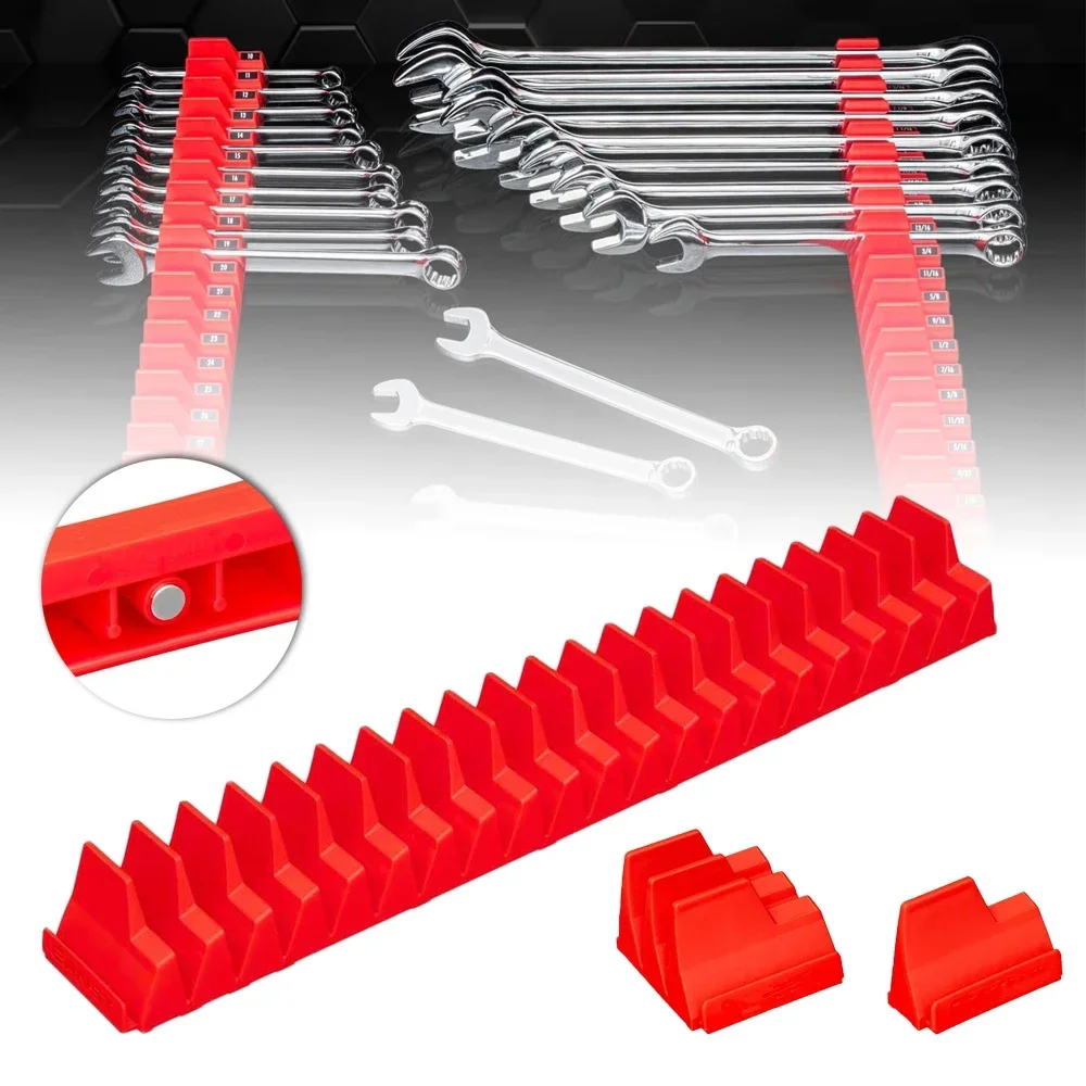

10Pcs Magnetic Wrench Organizer Easy To Install Practical Portable Tool Storage Shelf Wrench Holder for Tool Drawer Storage