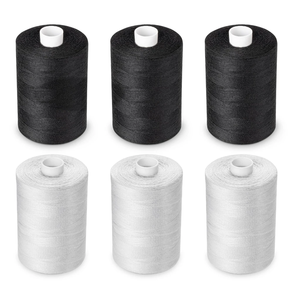 2Pcs 500M Sewing Thread Polyester Thread Black White Strong And Durable Sewing Threads Sewing Spools Polyester For Hand Machine