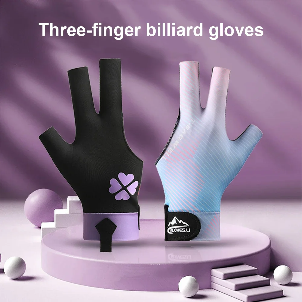 Open Finger Billiard Gloves Breathable Polyester Snooker Pool Gloves Adjustable non-slip Soft Lightweight Amateur Training