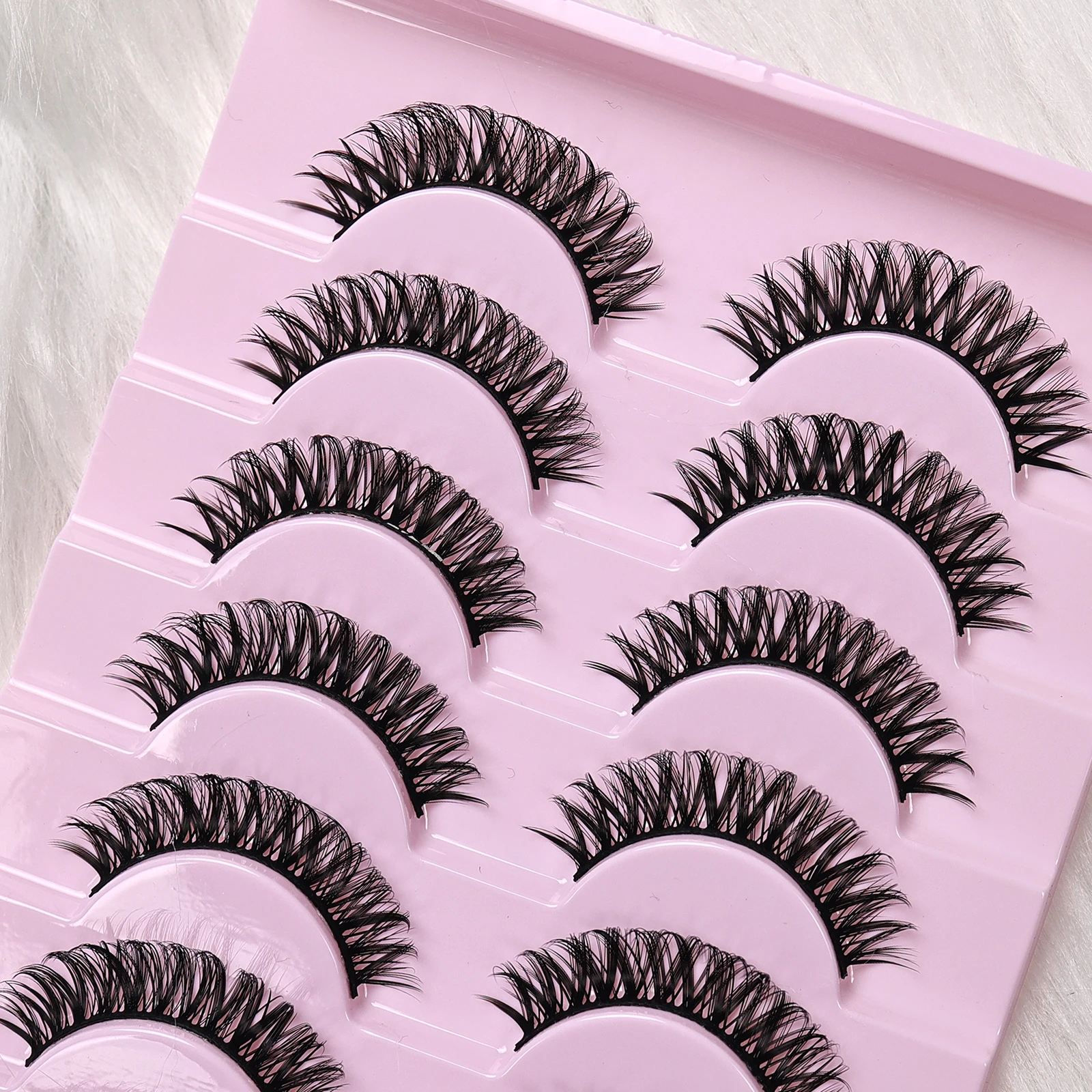 10Pairs D Curl Russian Strip Lashes Dramatic Make Up Fake Lashes Soft Reusable , Beginner-Friendly Fake Eyelashes