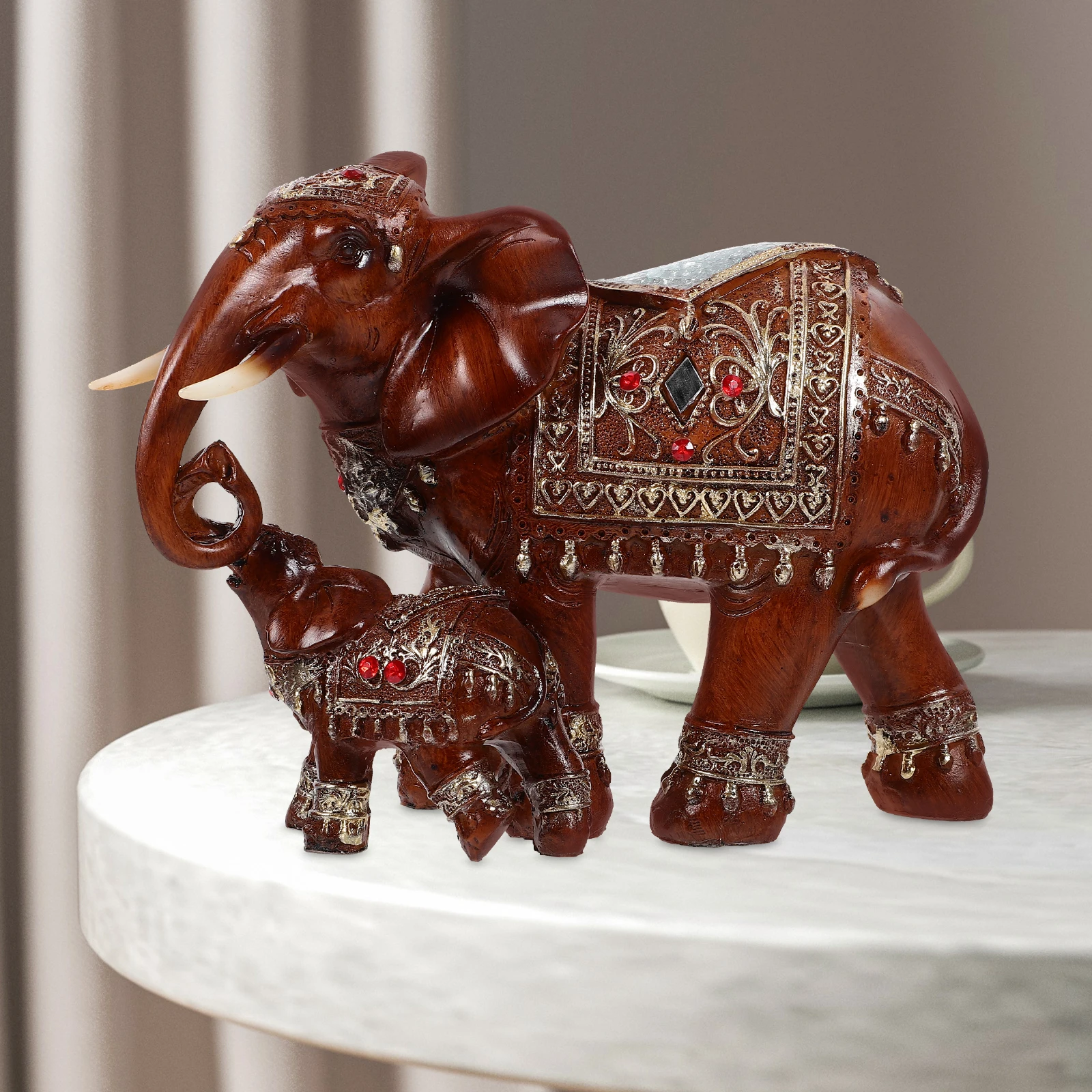 

Elephant Ornaments Animal Statue Resin Prop Decorative Desktop Wealth Craft Figurine for Home Small Decorations