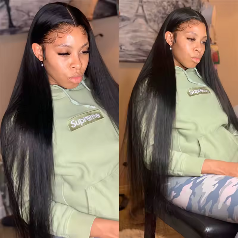 30 40 Inch Bone Straight 13x6 HD Lace Frontal Wigs Pre Plucked Brazilian Transparent Lace Front Human Hair For Women 200 Density - Image 4