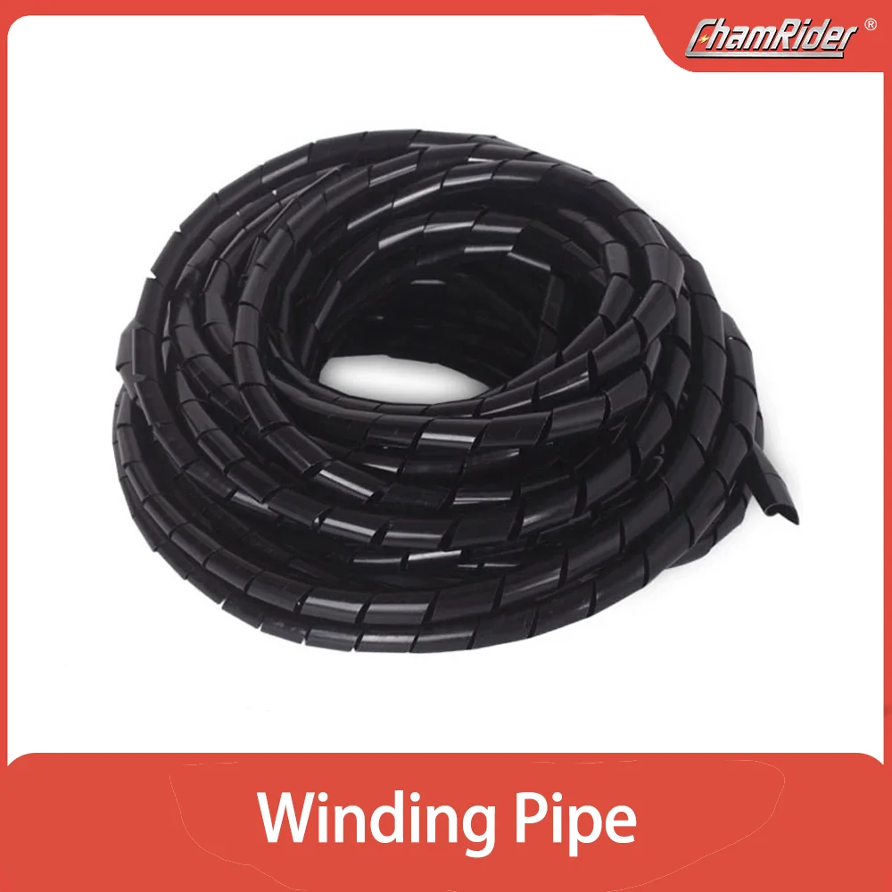 ChamRider-Long Spiral Cable Sleeves, Winding Pipe, White and Black, Diameter 10mm, Length 3M, 4M, 5m