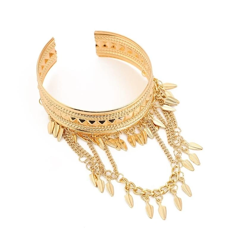 

652F Unique Styles Armband Belly Dance Arm Bracelet with Tassels Adjustable Arm Chain for Music Festivals and Casual Outfits