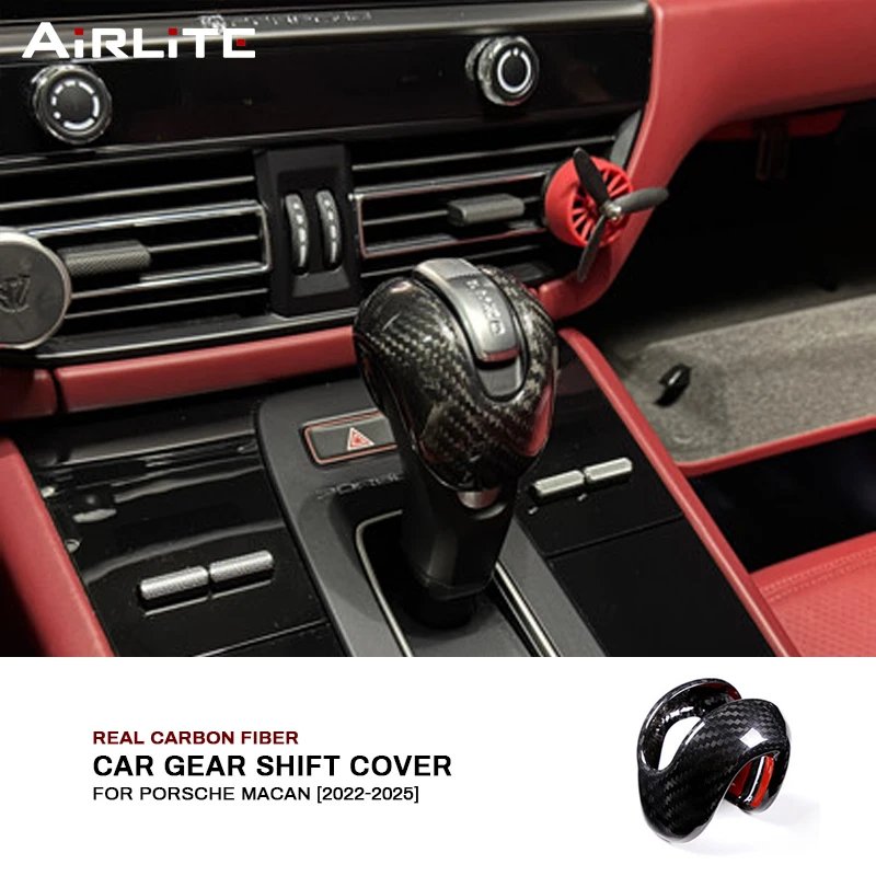 

Real Carbon Fiber For Porsche Macan 2022-2025 Real Carbon Fiber Car Gear Shift Knob Trim Cover Sticker Decoration Accessories