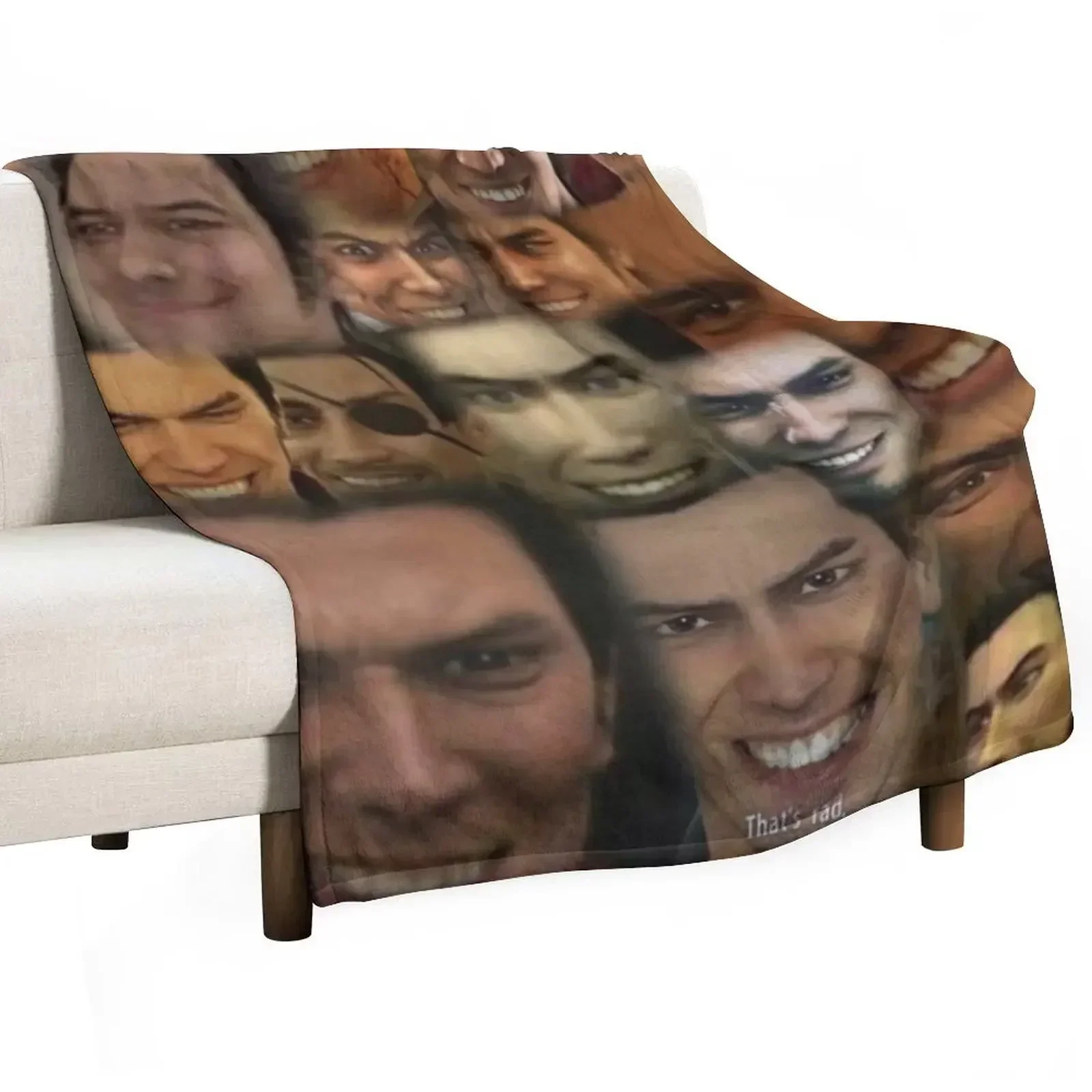 Happy Kazuma Kiryu :) Throw Blanket Flannel Fabric Shaggy Hair blankets ands Sleeping Bag Camping Blankets