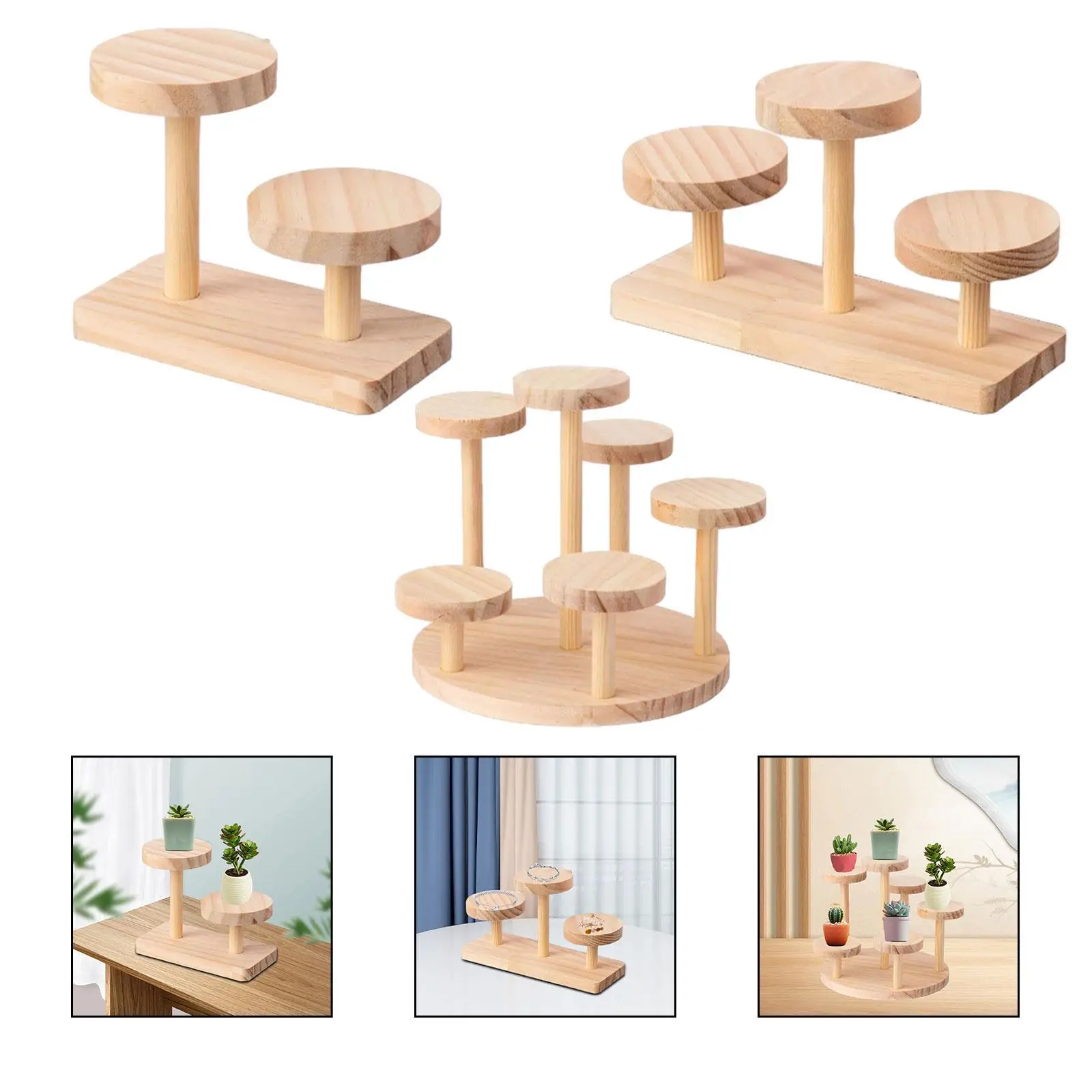 Wooden Display Rack Multi Layer Party Decoration Shelf Rack Wood Organizer for Watch Desktop Glasses