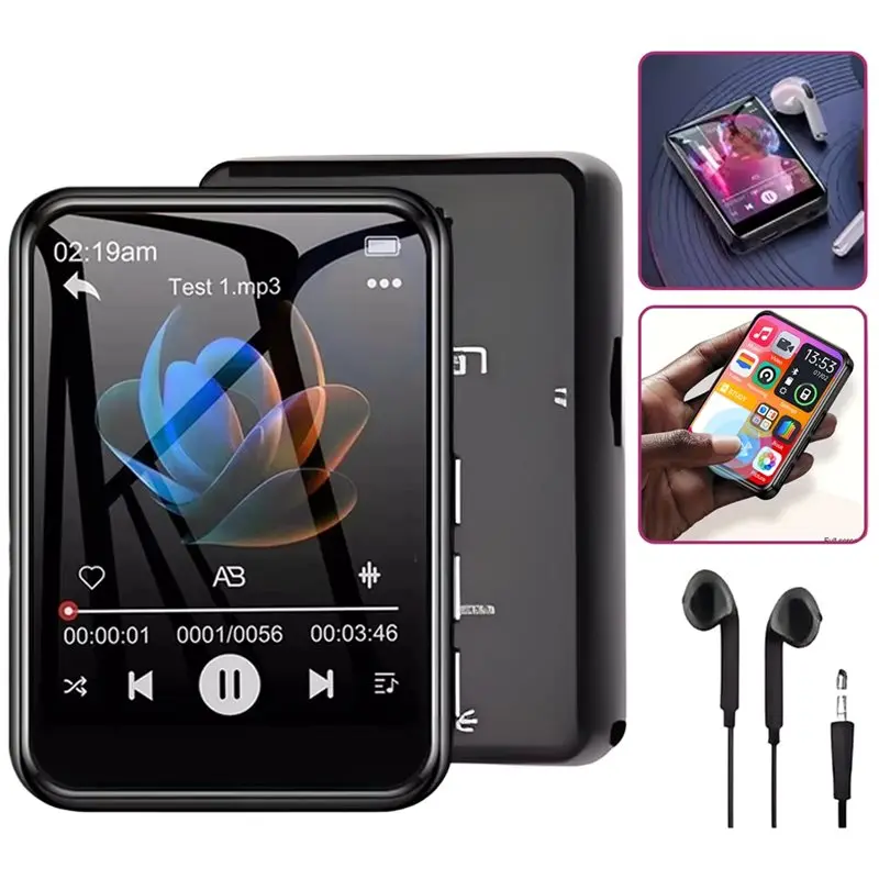 Bluetooth 5.4 MP3 Player Touch Screen Hifi Lossless Music Play Built-In Speaker 64GB Memory Card E-Book Recording Functionality