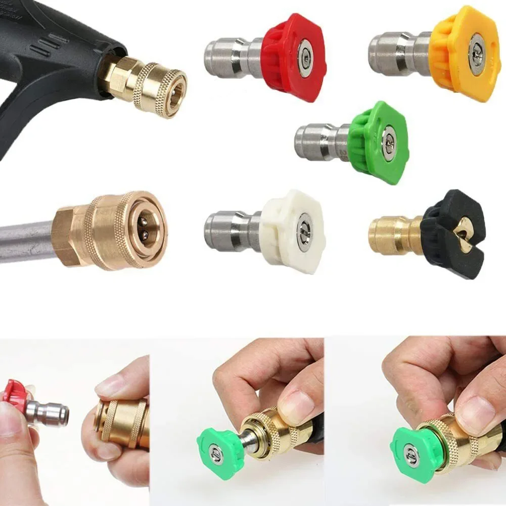 

Pressure Washer Nozzle Tips Set With Nozzle Holder 7 Spray Nozzle Tips 4000 PSI 1/4" Quick Connect Spray Nozzle Sets