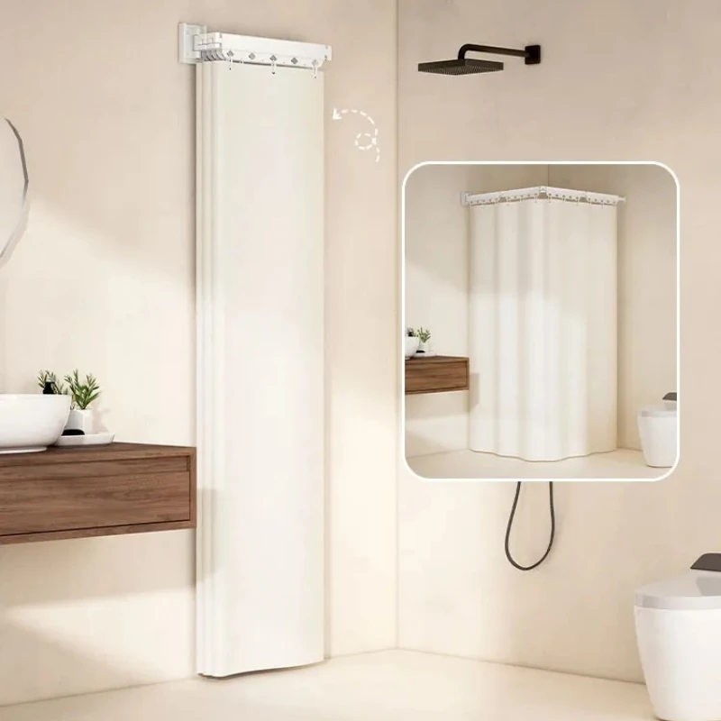 

Anti-Mold Shower Curtain - Collapsible PEVA Bath Liner with Magnets, Mildew Proof Room Divider for Humid Bathrooms, Easy Install