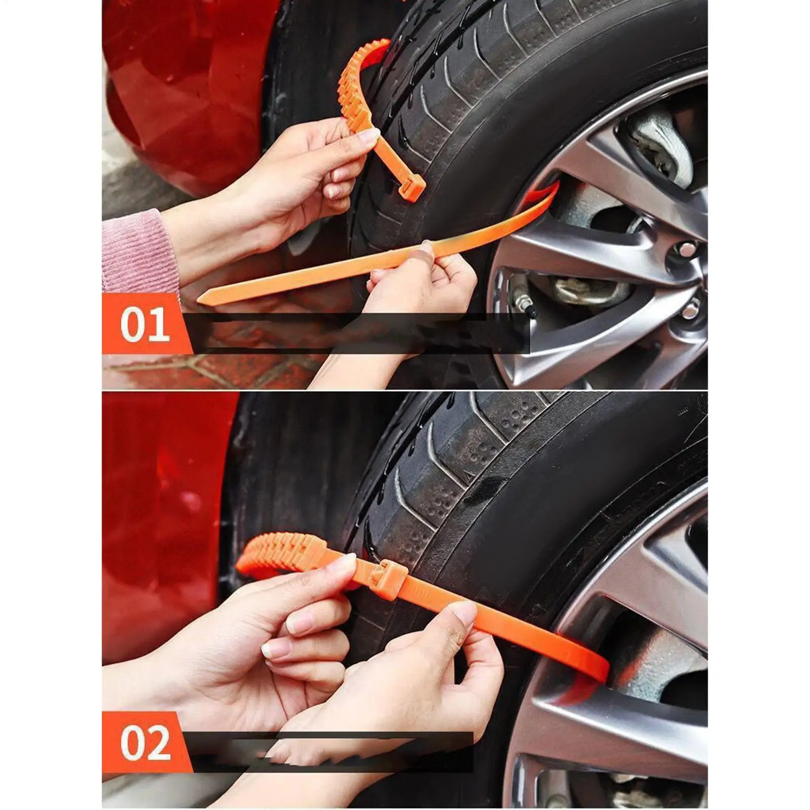 Tire Snow Chains 10 Pieces Automotive Tire Zip Ties For Snow Anti-Skid Auto Wheel Chains For Sedan SUV Truck Outdoor Winter
