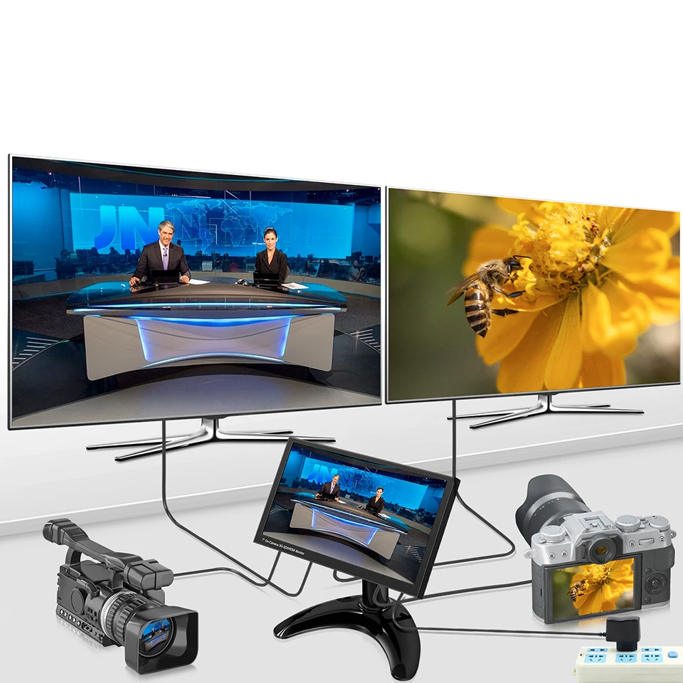 Monitor layar Video kamera 7 inci, layar Monitor Video kamera 1920x108 HDMI SDI DC Output Input untuk DSLR Camcorder