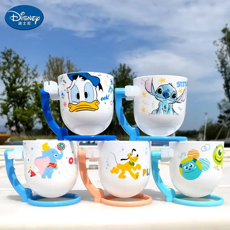 

Disney Stitch Mickey Donald Duck Pluto children's creative rotating water cup cute shape anti-fall dust-proof toothbrushing cup