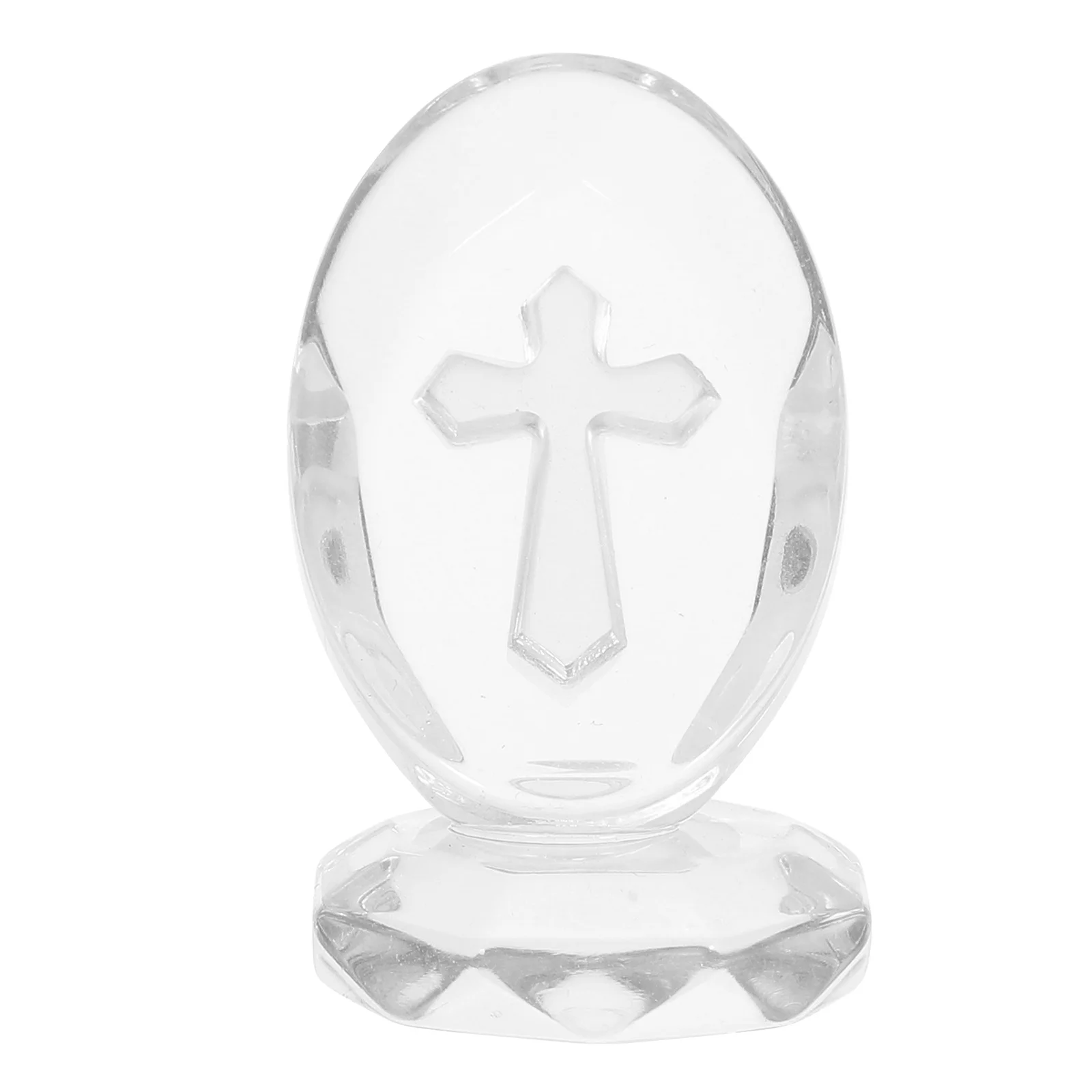 

Glass Cross Crystal Base Tabletop Clear Standing Cross Ornament Wedding Anniversary Baby Full Moon Decoration Nursery Decoration