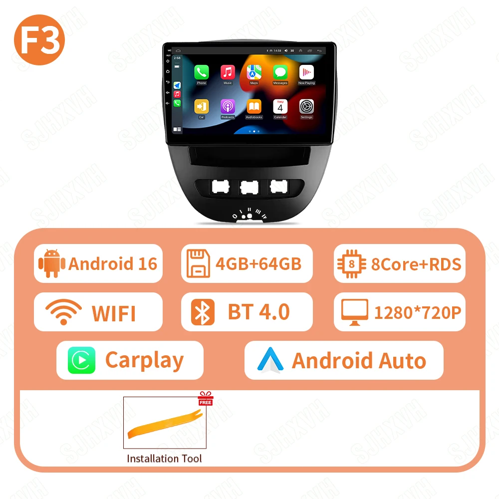 Android 16 2 Din Auto Multimedia Speler Voor Peugeot 107 Toyota Aygo Citroen C1 2005-2014 Head Unit Stereo GPS navigatie BT WIFI