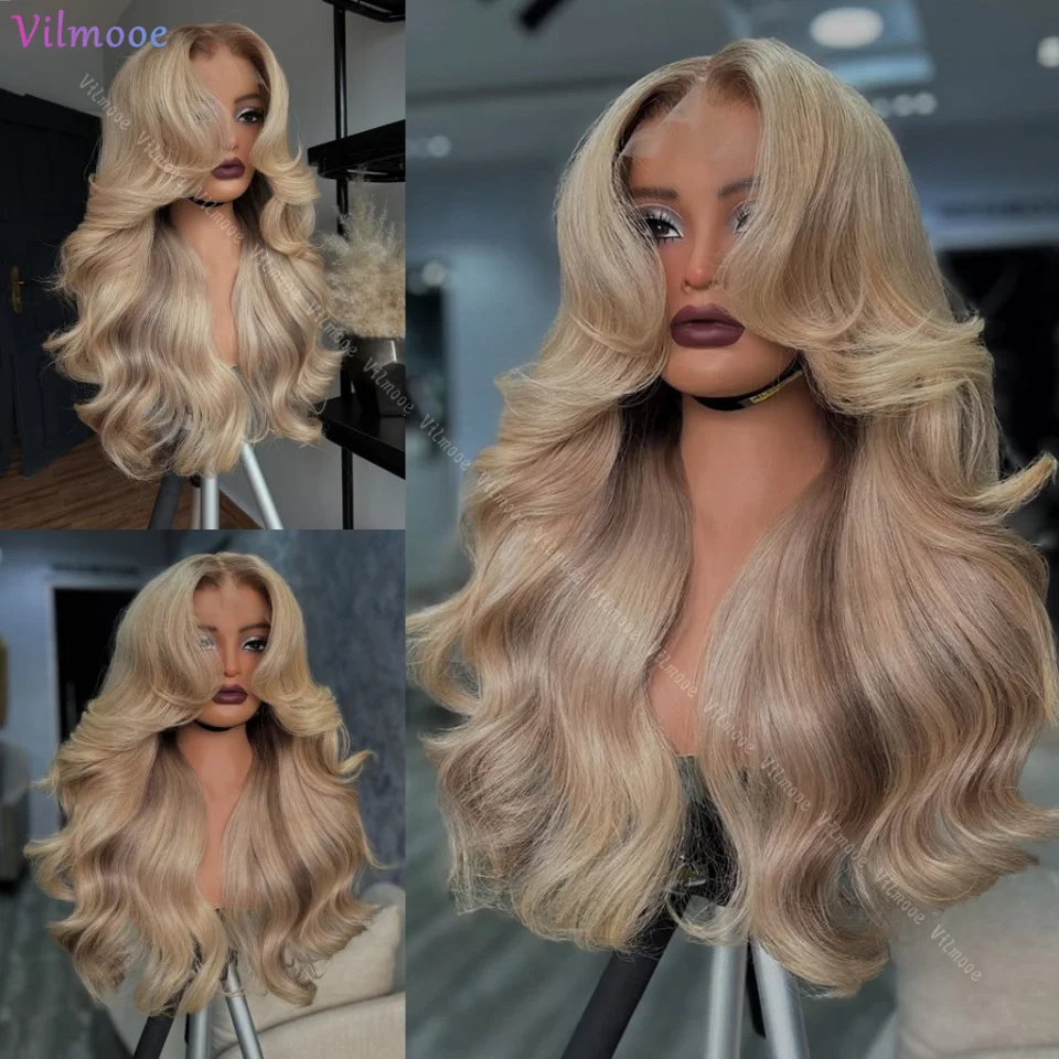 

Highlight Brown Blonde Glueless 13x4 Lace Front Human Hair #613 180% Density Full Lace Human Hair Wigs with Natural Hairline