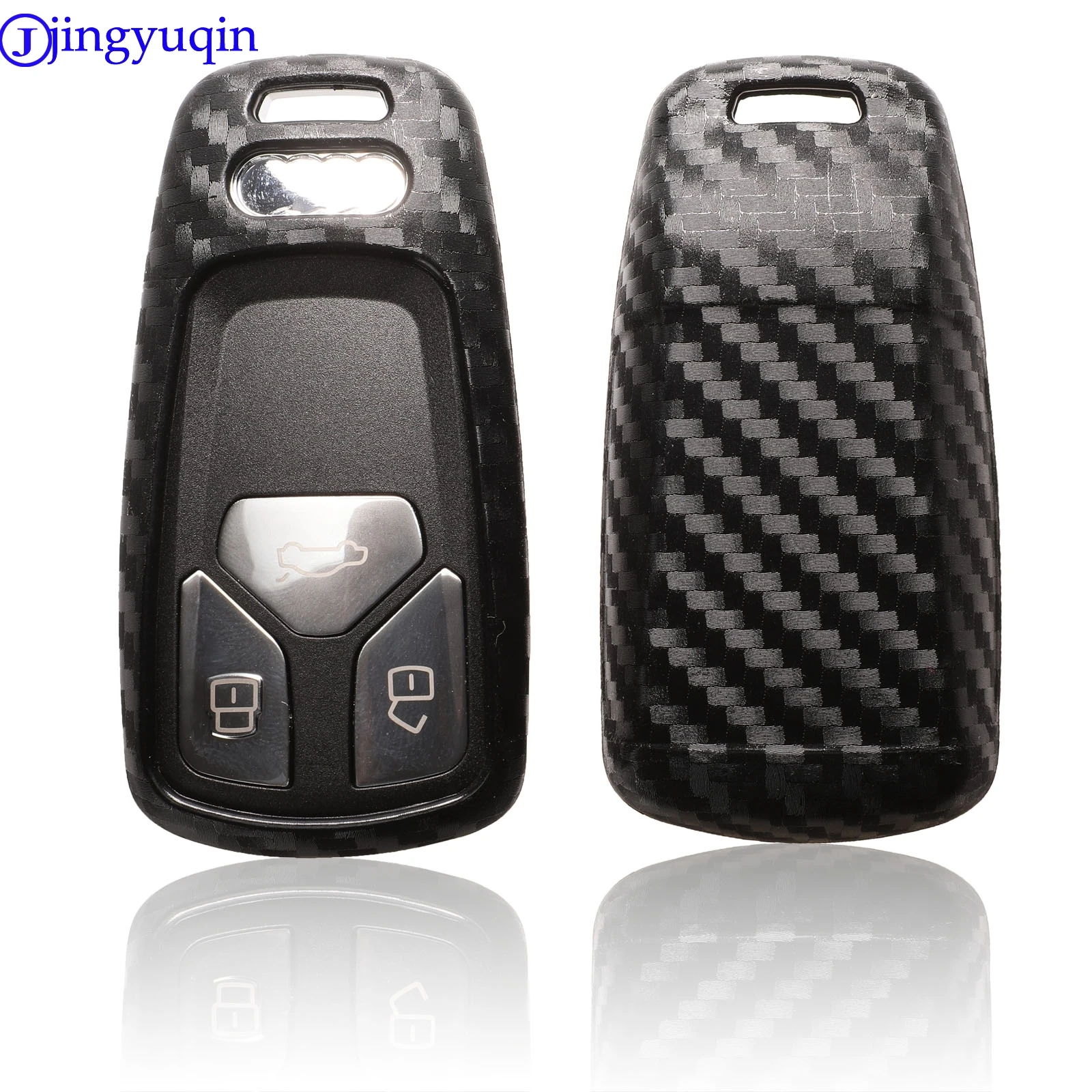 jingyuqin Remote Carbon Fiber Patten Soft Silicone For AUDI A4 B9 Q5 Q7 TT TTS 8S 2016 2017 Smart Car Styling