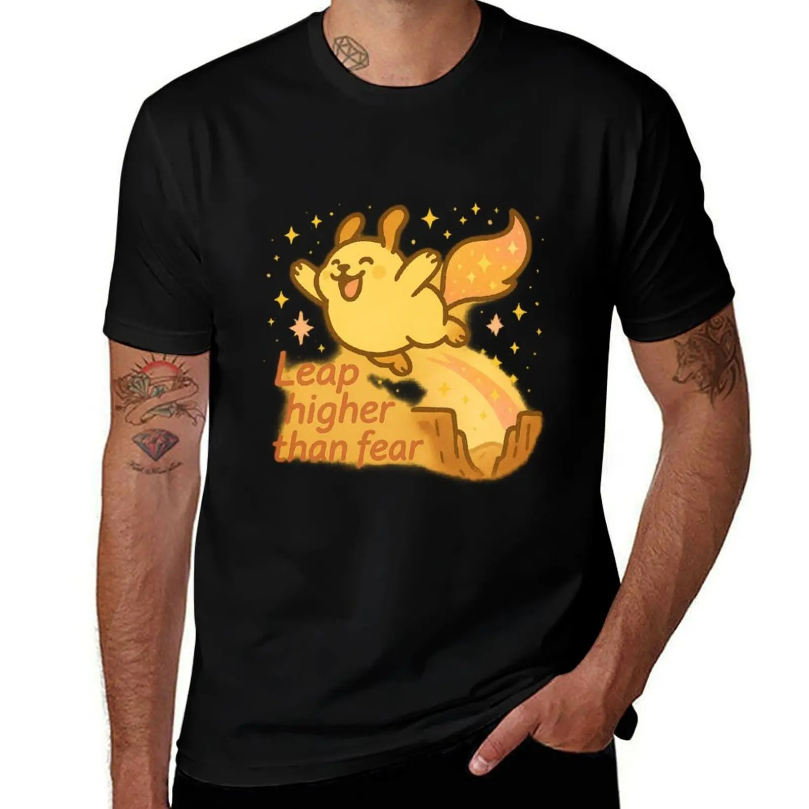 

Courageous Golden Retriever Jumping Over Fearful Gap T-Shirt graphic shirts Clothing blacks men graphic t shirts