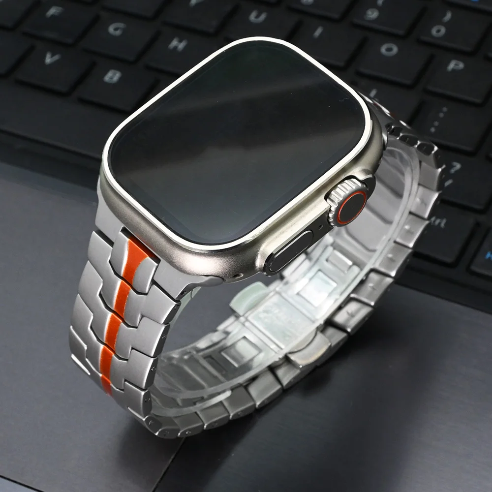 Cinturino di lusso per Apple Watch Ultra 2 49mm 46mm 45mm 44mm Cinturino in acciaio inossidabile per IWatch Series 10 9 8 7 6 SE Bracciale business