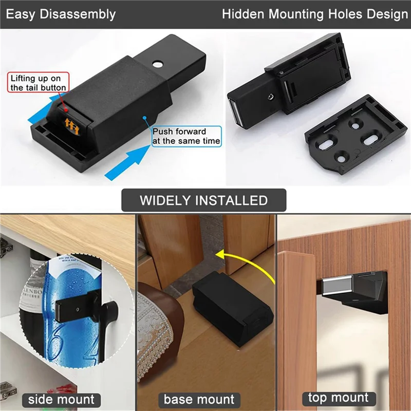 

AAAEL-4 Pack Heavy Duty Push Latch & Lock For Door Touch Latches And Catch Magnet Push Release Drawer Pull Tip, Black