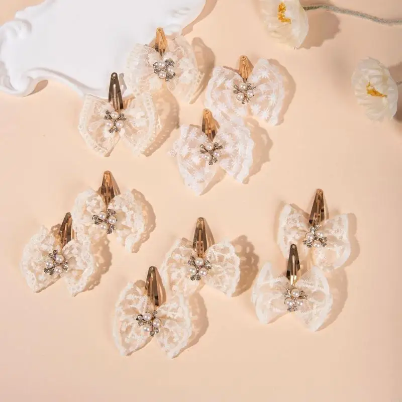 2PCS Elegant Retro Lace Ribbon Bowknot Hairpins Fashion Girls Hair Clips For Children Women Hair Accessories