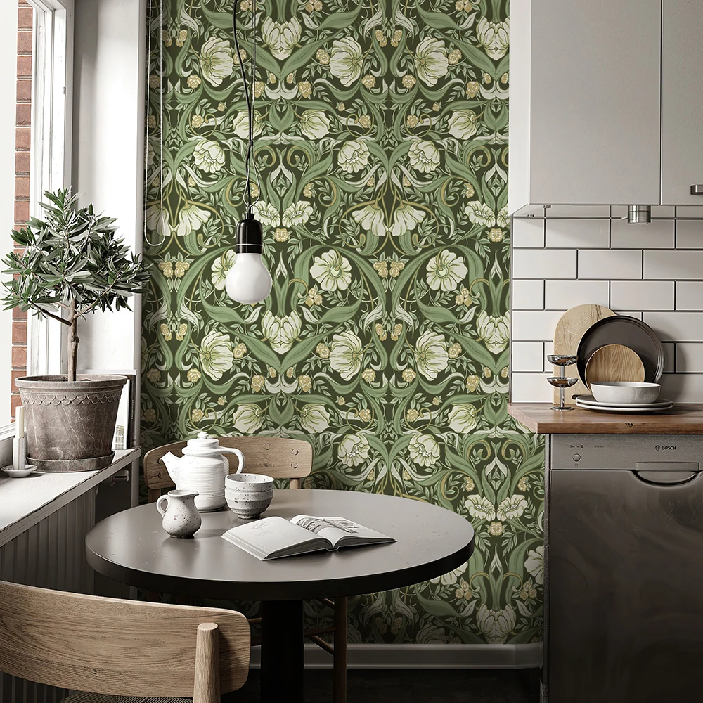 Home Bathroom Wear - JIFFDIFF 44*600CM Wallpaper Bunga Hijau Tempel