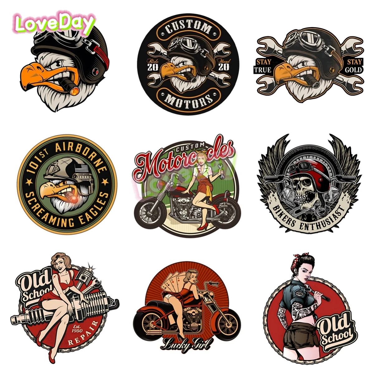 

Motorcycle Vintage Retro Old School Pinup Girl Sexy Body Sticker Vinyl American Eagle Helmet Sticker Car Truck Hot Rod Tools