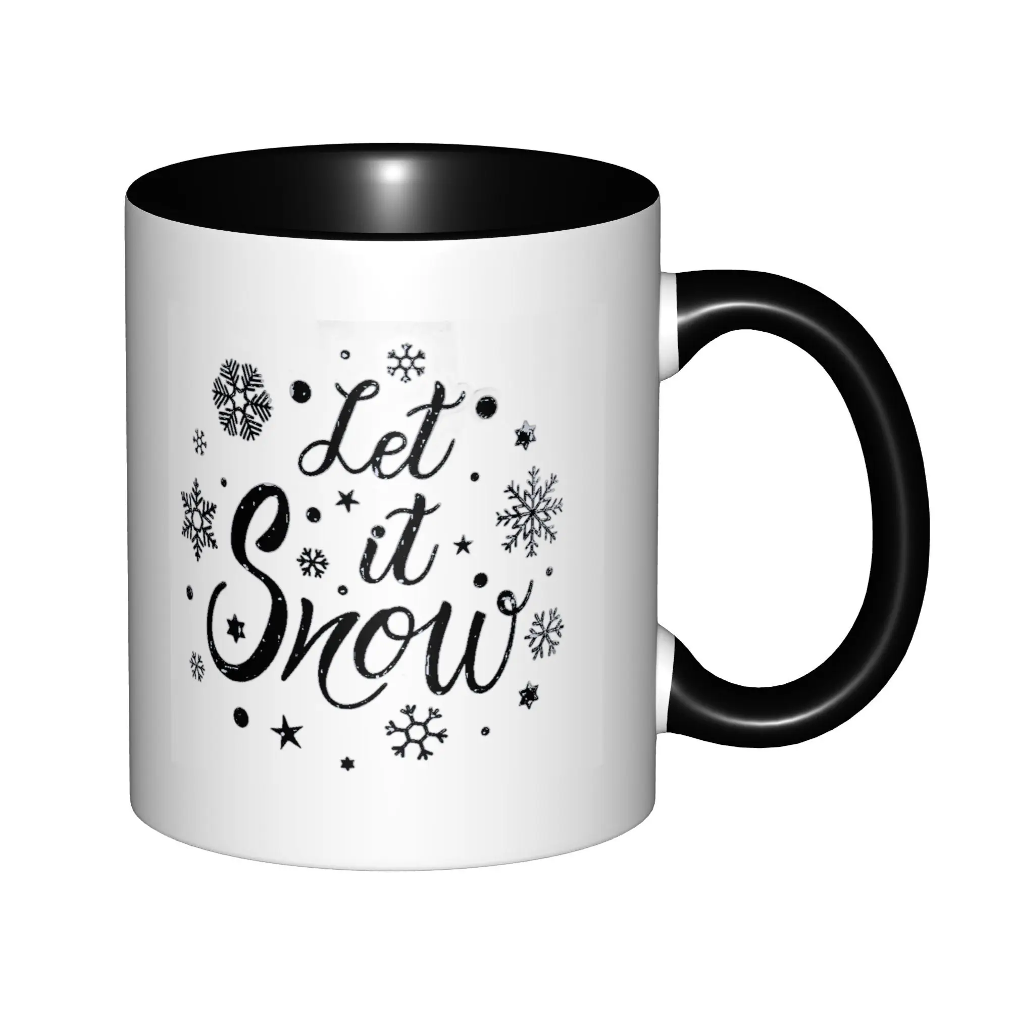 

Let It Snow Mugs With Black Handle Birthday Coffee Mugs Ceramic Tea Cups 11oz ,
