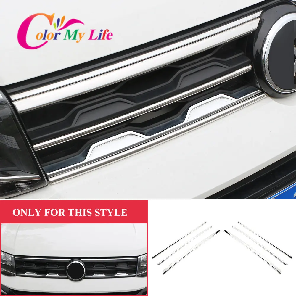 

6Pieces Stainless Steel Sport Front Grill Grille Frame Trim Sticker for Volkswagen VW T-cross Tcross 2018-2023 Accessories