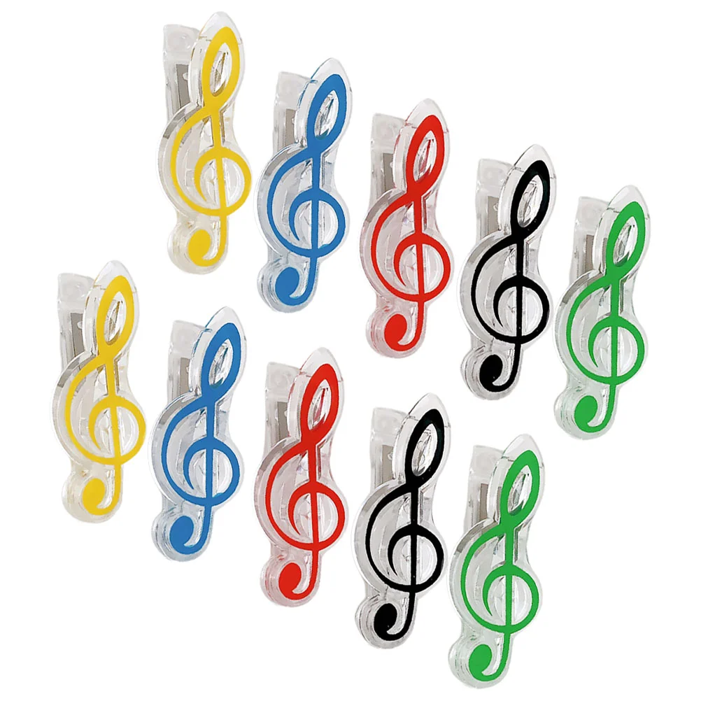 10 Pcs Note Clip Decorative Paper Clips Music Teacher Supply Small and Fresh Book Metal Holder Musical Office Colorful Page