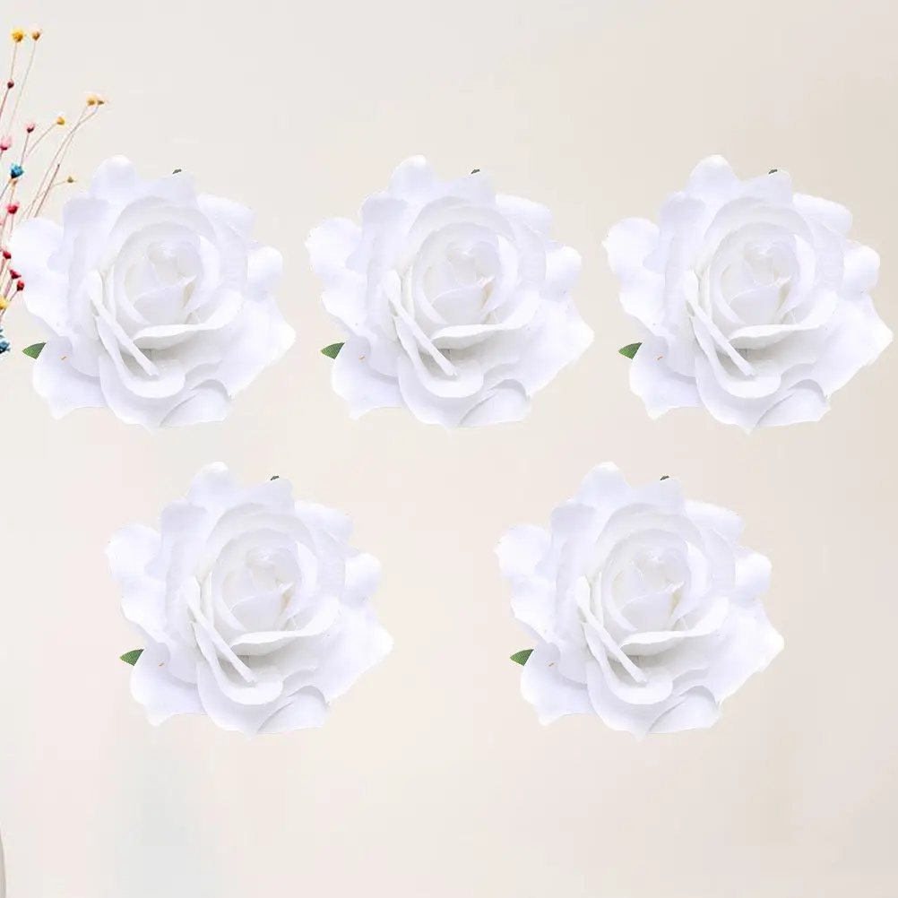 5Pcs Large Rose Brooch Bridal Lifelike Cloth Flower Pin Party Wedding Corsage Hair Clip Dress Decoration Flower Hair Clip