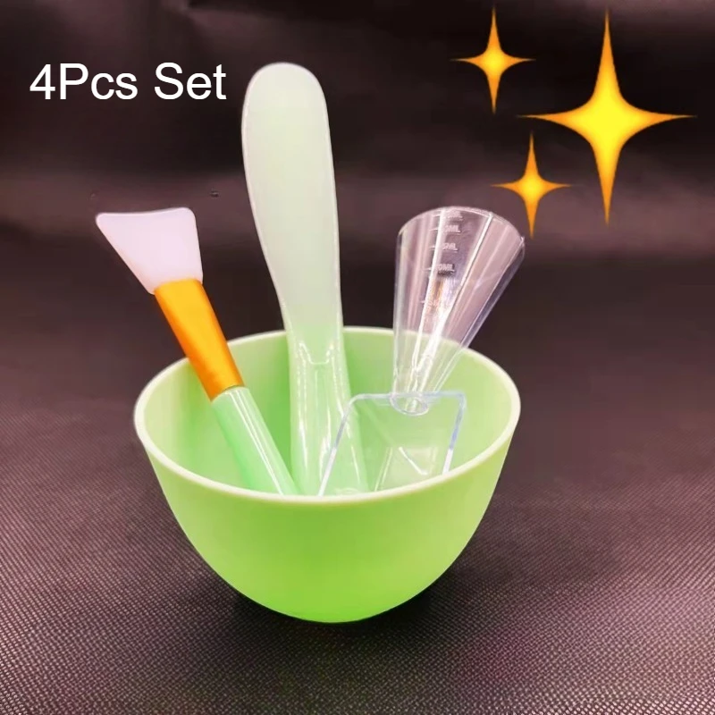 4 Pz/set Maschera Per Il Viso Ciotola di Miscelazione Set Strumenti Per La Cura Della Pelle Del Viso Kit Maschera In Silicone Pennello Applicatore Facciale Spatola Misura Cucchiaio di Bellezza