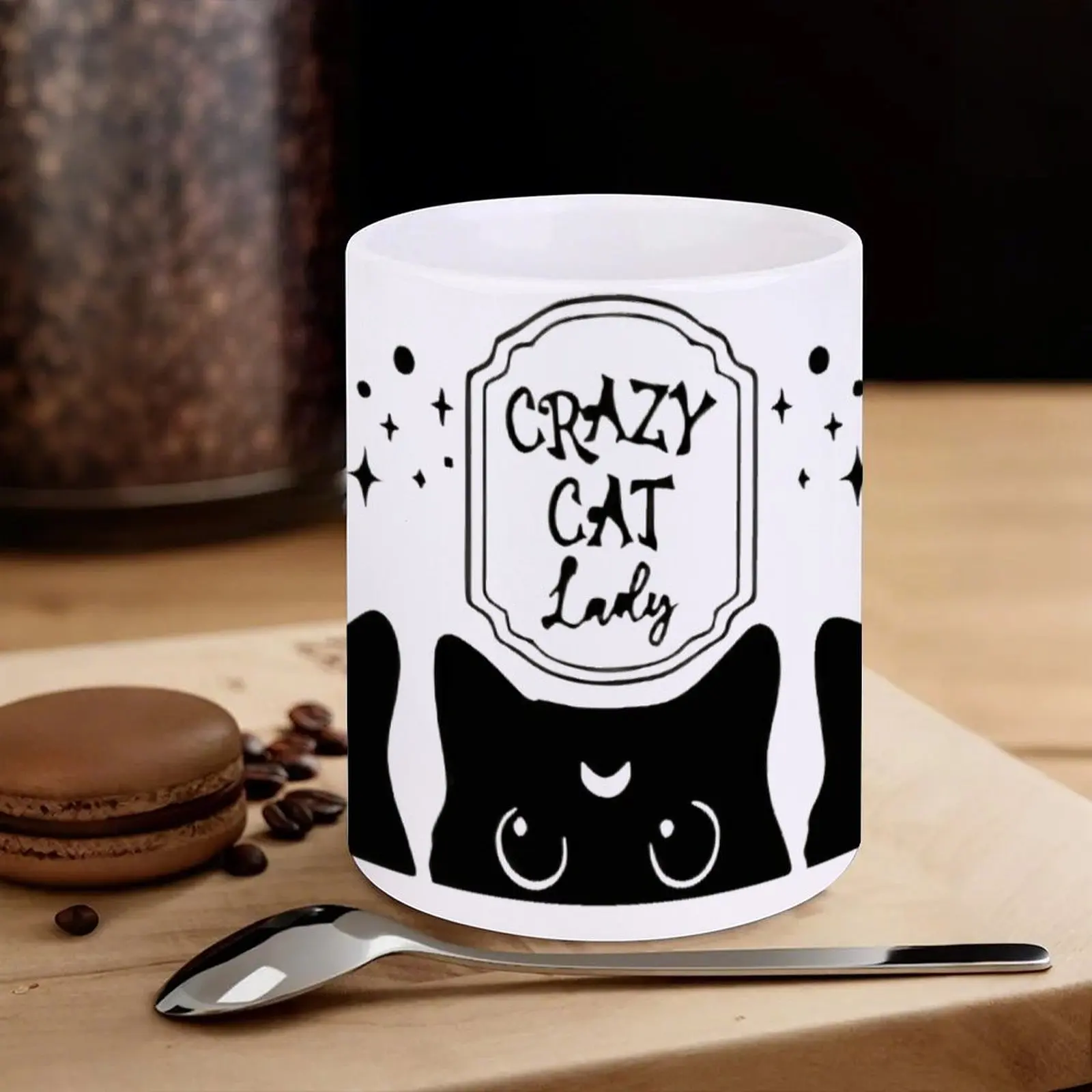 Three Black Cats With Crescent - Sublimation Mug White incelemesi ve fiyatı