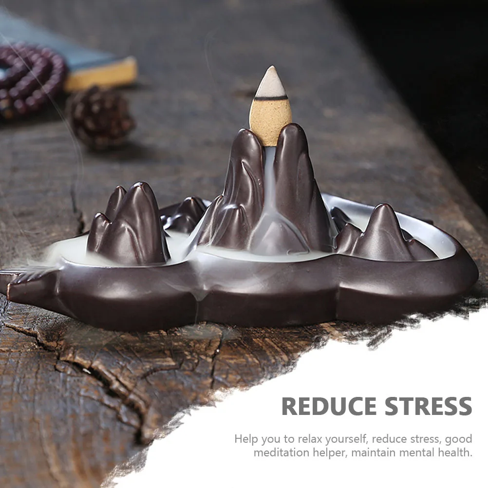 

Ceramic Heart Landscape Waterfall Backflow Aromatherapy Furnace Stress Relief Incense Burner Home Office Decor Artistic Censer