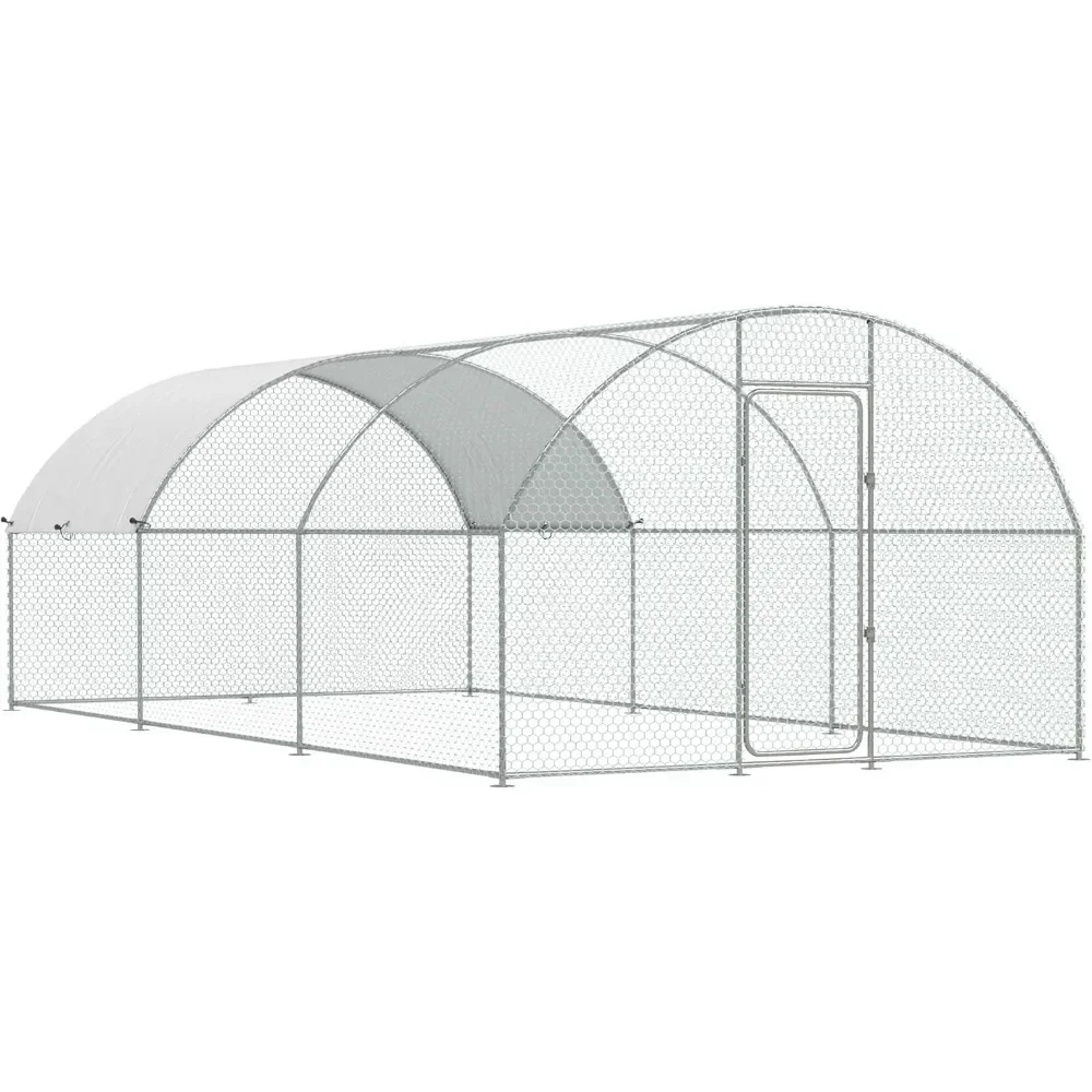 

Очень большая металлическая ручка для курятника на дворе с крышкой, 19,5x10x6,4 фута, ручка для ходьбы на открытом воздухе, заднем дворе и ферме, курица