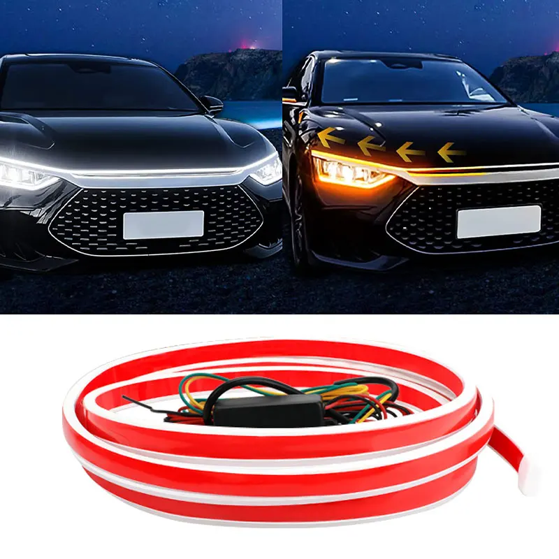 1.8M Scan Starting Auto Car Hood Lights Strip Motorbikes Car Turn Signal Indicator Daytime Running Light Flexible Ambient Strip