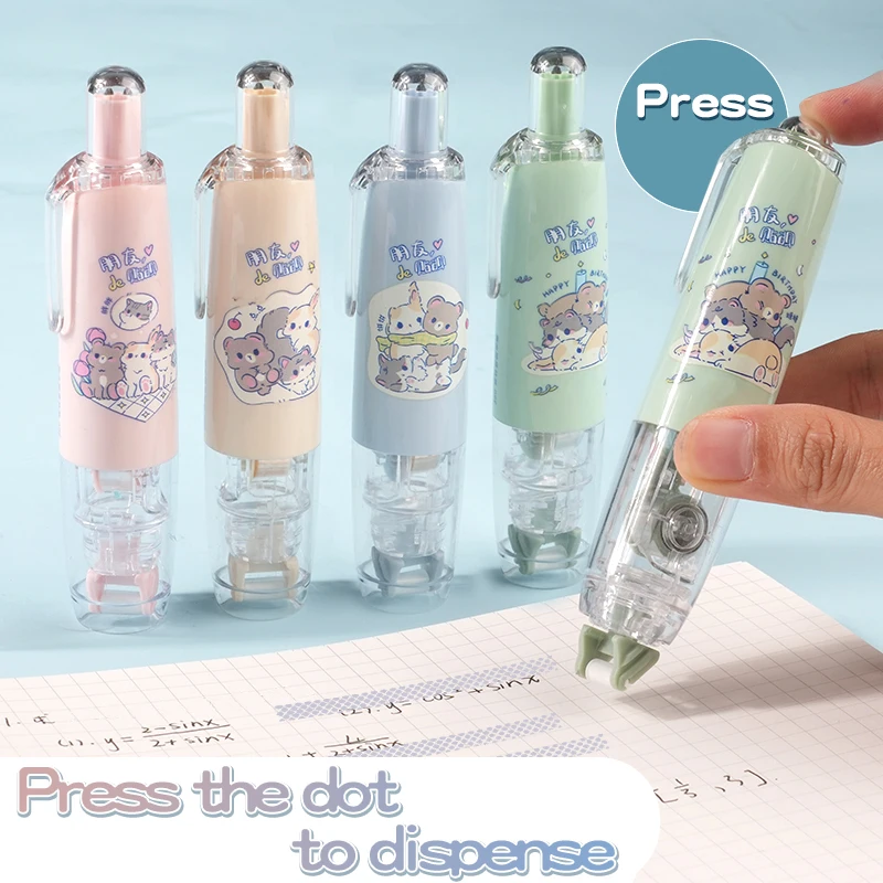 1 body+3 replaceable cores+1 cute sticker, double-sided tape - suitable for schools, offices, and scrapbooks