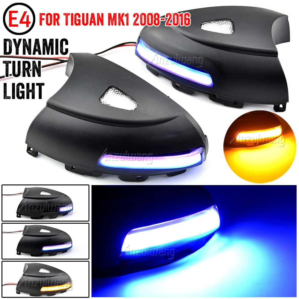 For VW For Volkswagen Tiguan MK1 2008-2016 LED Dynamic Turn Signal Blinker Sequential Side Mirror Indicator Light Puddle Light