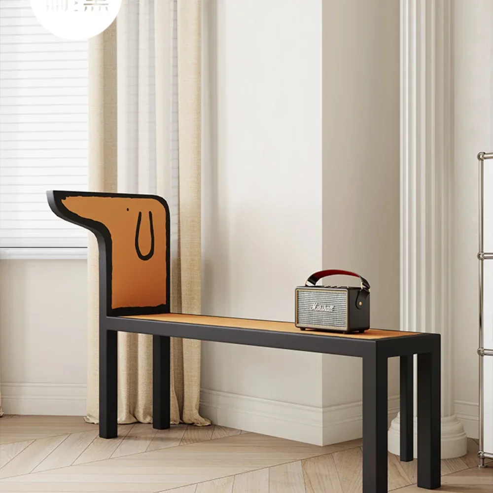 

Retro Solid Wood Double Bench Mid-Ancient Creative Bed End Stool
