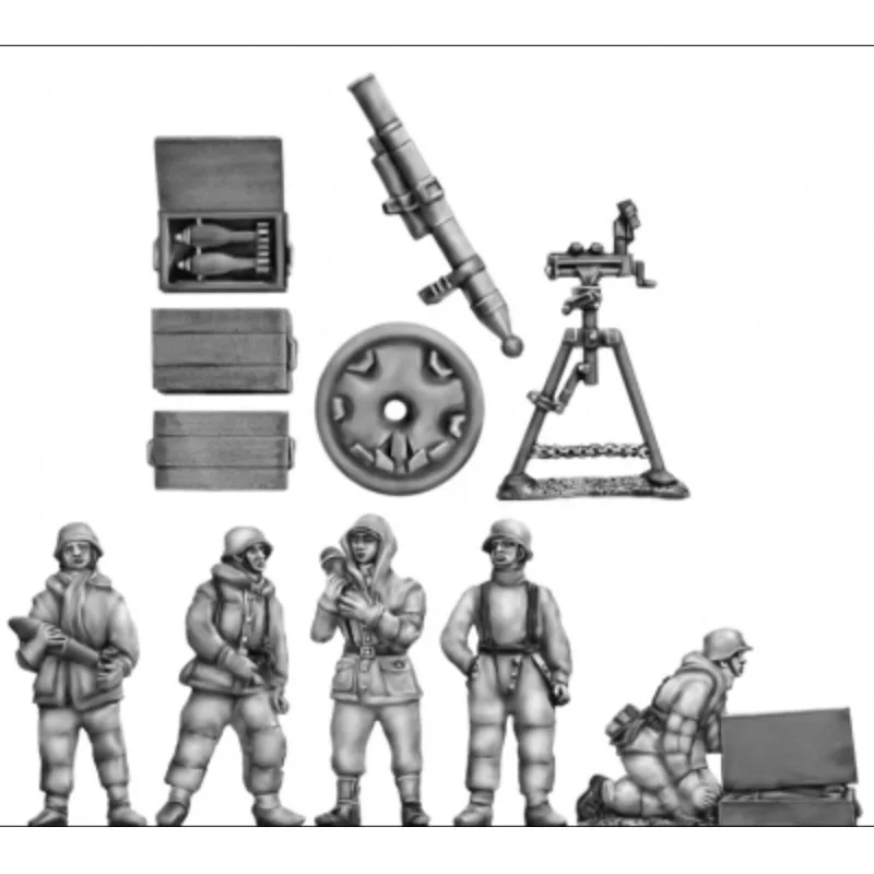 

1/72 Scale Diecast Resin Figure Model Kit German 12cm Gw42 Mortar and Crew 5 Figures Unpainted