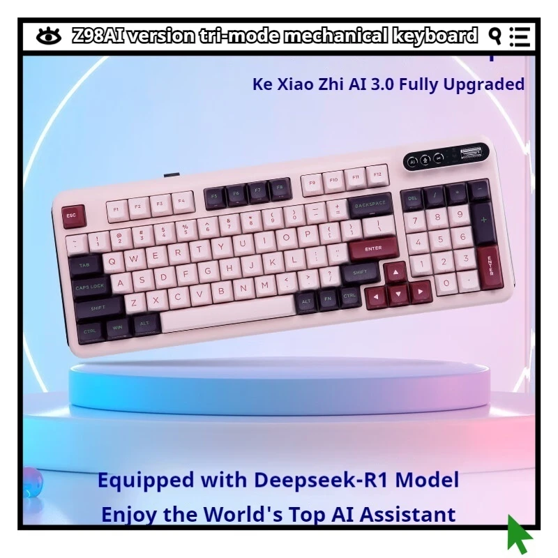 Z98 AI Mechanical Keyboard Pbt Keycap RGB Three Mode Connection Gasket Structure Voice Input Intelligent PPT Production AI Q&A