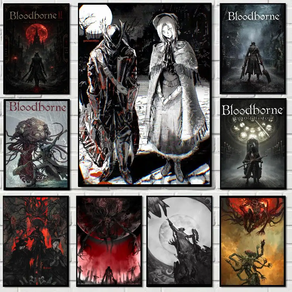 Bloodborne Game Poster Self-adhesive Advanced Aesthetic Printing Paper Wall Art for Living Room Home Decor