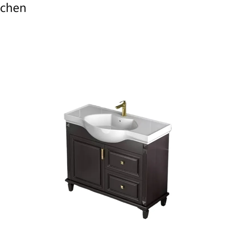 

XL big belly basin ceramic integrated basin bathroom cabinet American floor vanity