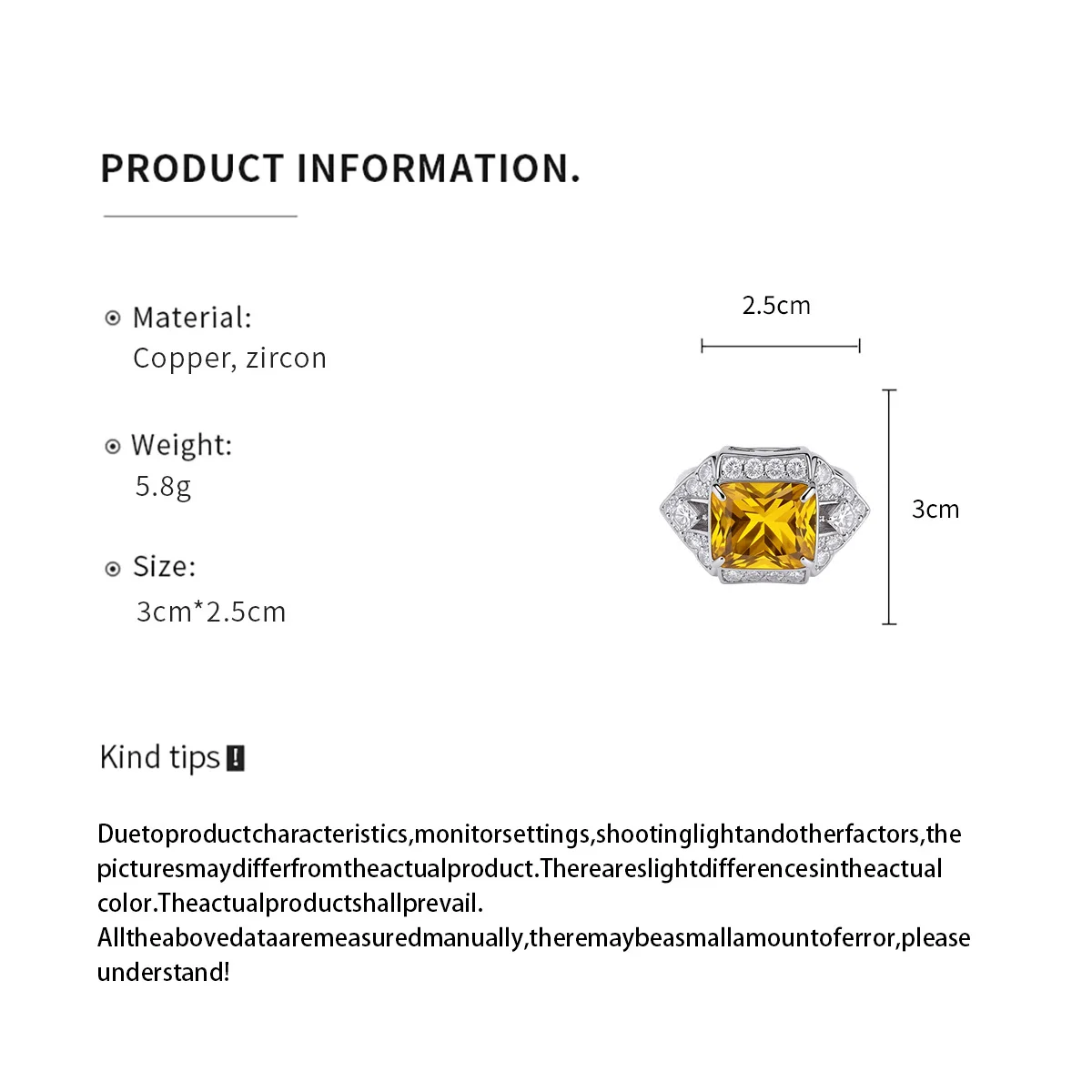 Zircon Square Open Ring for Women Light Luxury Simple Exquisite Niche Shiny Copper Adjustble Finger Ring Jewelry Gift