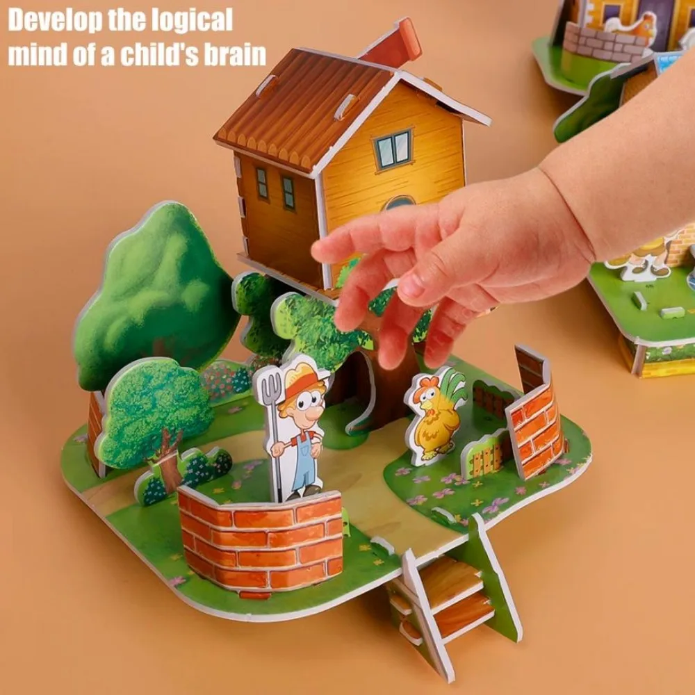 

Handmade 3D Three-dimensional Building 9.8*11cm Random Styles Children Puzzle Model Toys DIY House Assembly Building Model
