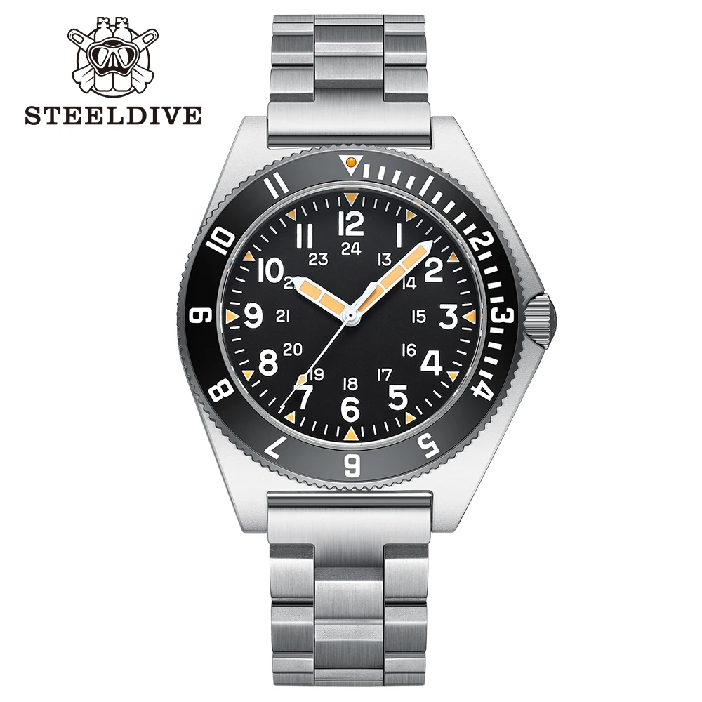 STEELDIVE SD1944 New Diving Watch NH35 Automatic Men Mechanical Wristwatch Sapphire Swiss Luminous Ceramic Bezel Waterproof 200m