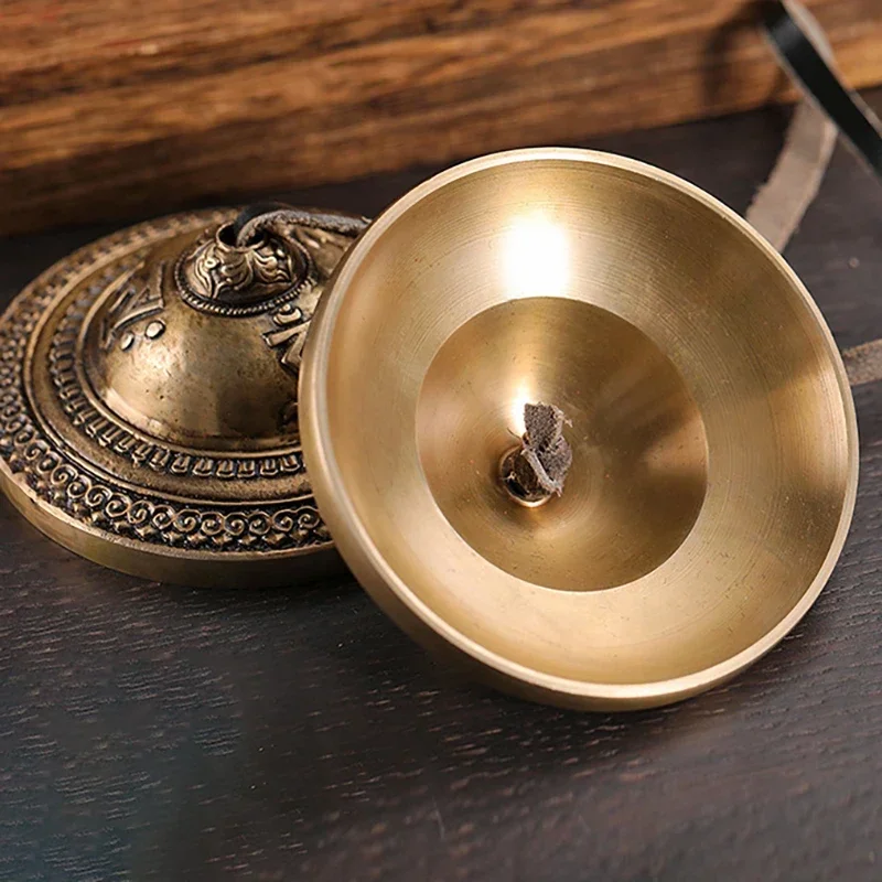 Large Nepal Tibetan Bells Handmade Brass Cymbals Tinkle Bell Buddhism Tingsha Bells Yoga Meditation Orff Instruments Gifts 9cm